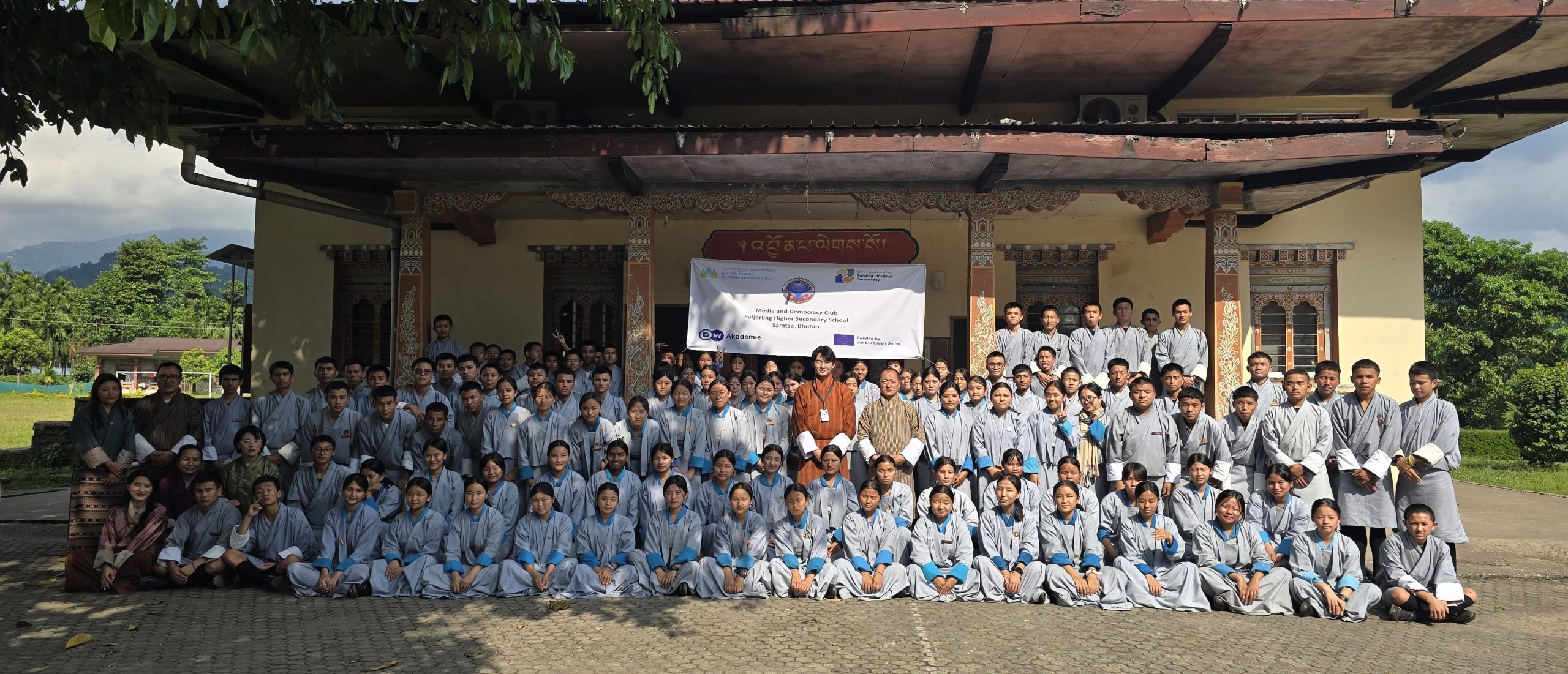 Members of the Media and Democracy Club at Peljorling Higher Secondary School, Samtse